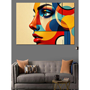 Soyut Renkli Kadın Portresi Dekoratif Kanvas - Mdf Ahşap Tablo 100x140 cm
