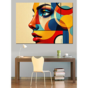 Soyut Renkli Kadın Portresi Dekoratif Kanvas - Mdf Ahşap Tablo 35x50 cm