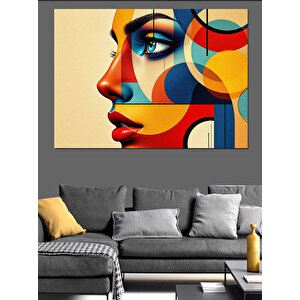 Soyut Renkli Kadın Portresi Dekoratif Kanvas - Mdf Ahşap Tablo