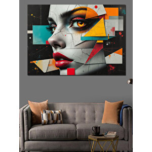 Soyut Renkli Kadın Portresi Dekoratif Kanvas - Mdf Ahşap Tablo