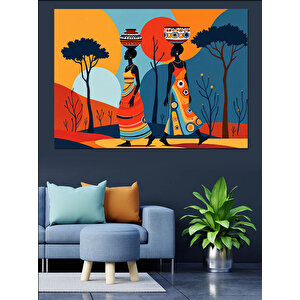 Soyut Renkli Kadın Figürü Dekoratif Kanvas - Mdf Ahşap Tablo 100x140 cm