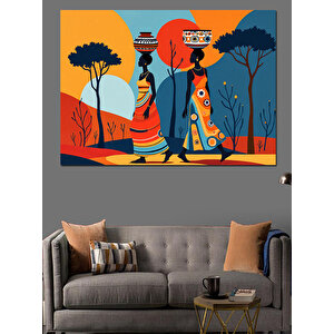 Soyut Renkli Kadın Figürü Dekoratif Kanvas - Mdf Ahşap Tablo 100x140 cm