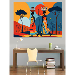 Soyut Renkli Kadın Figürü Dekoratif Kanvas - Mdf Ahşap Tablo 100x140 cm