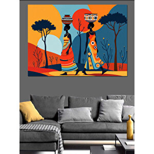 Soyut Renkli Kadın Figürü Dekoratif Kanvas - Mdf Ahşap Tablo