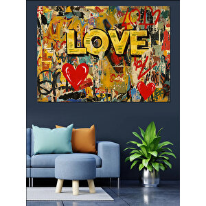 Love Graffiti Tasarım Dekoratif Kanvas - Mdf Ahşap Tablo 70x100 cm