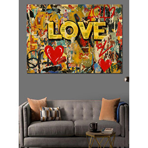 Love Graffiti Tasarım Dekoratif Kanvas - Mdf Ahşap Tablo 70x100 cm