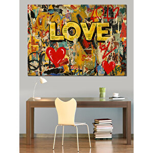 Love Graffiti Tasarım Dekoratif Kanvas - Mdf Ahşap Tablo 70x100 cm