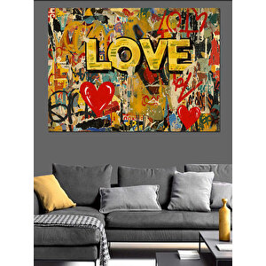 Love Graffiti Tasarım Dekoratif Kanvas - Mdf Ahşap Tablo
