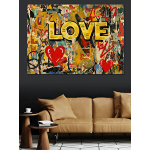 Love Graffiti Tasarım Dekoratif Kanvas - Mdf Ahşap Tablo
