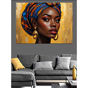 Geleneksel Kıyafetli Siyahi Kadın Dekoratif Kanvas - Mdf Ahşap Tablo