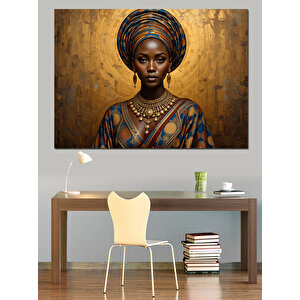 Altın Arka Plan Kadın Dekoratif Kanvas - Mdf Ahşap Tablo 50x70 cm