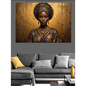 Altın Arka Plan Kadın Dekoratif Kanvas - Mdf Ahşap Tablo 50x70 cm