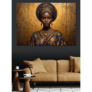 Altın Arka Plan Kadın Dekoratif Kanvas - Mdf Ahşap Tablo 50x70 cm