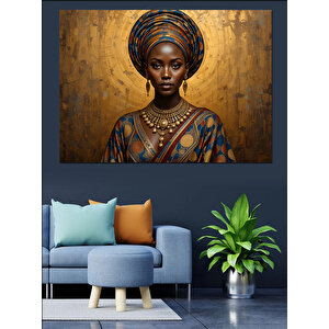 Altın Arka Plan Kadın Dekoratif Kanvas - Mdf Ahşap Tablo