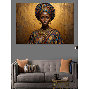 Altın Arka Plan Kadın Dekoratif Kanvas - Mdf Ahşap Tablo