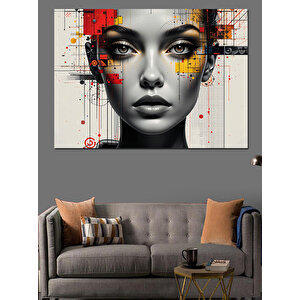 Soyut Makyajlı Kadın Portresi Dekoratif Kanvas - Mdf Ahşap Tablo 70x100 cm