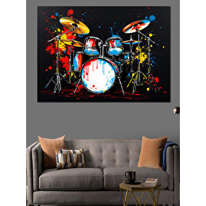 Renkli Davul Seti Dekoratif Kanvas - Mdf Ahşap Tablo