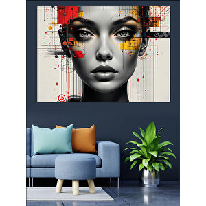 Soyut Makyajlı Kadın Portresi Dekoratif Kanvas - Mdf Ahşap Tablo 25x35 cm