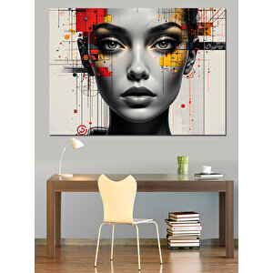Soyut Makyajlı Kadın Portresi Dekoratif Kanvas - Mdf Ahşap Tablo