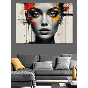Soyut Makyajlı Kadın Portresi Dekoratif Kanvas - Mdf Ahşap Tablo