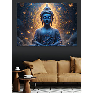 Mavi Buda Portresi Dekoratif Kanvas - Mdf Ahşap Tablo 35x50 cm