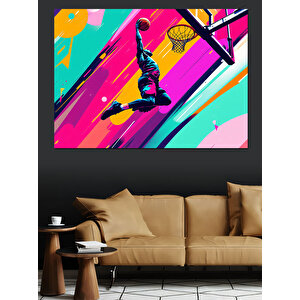 Graffiti Tarzı Basketbolcu Dekoratif Kanvas - Mdf Ahşap Tablo 35x50 cm