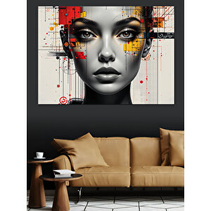 Soyut Makyajlı Kadın Portresi Dekoratif Kanvas - Mdf Ahşap Tablo 100x140 cm