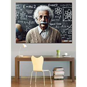 Grafiti Einstein Portresi Dekoratif Kanvas - Mdf Ahşap Tablo 70x100 cm