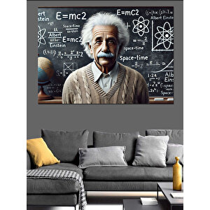 Grafiti Einstein Portresi Dekoratif Kanvas - Mdf Ahşap Tablo 70x100 cm