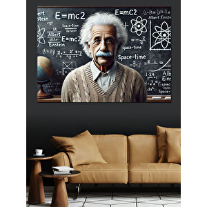 Grafiti Einstein Portresi Dekoratif Kanvas - Mdf Ahşap Tablo 70x100 cm