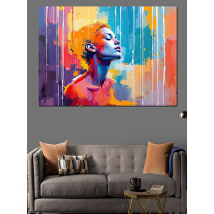 Soyut Renkli Kadın Portresi Dekoratif Kanvas - Mdf Ahşap Tablo