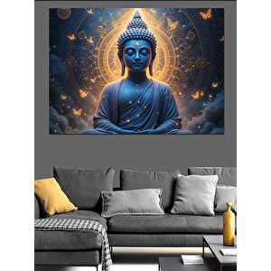 Mavi Buda Portresi Dekoratif Kanvas - Mdf Ahşap Tablo 50x70 cm