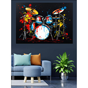 Renkli Davul Seti Dekoratif Kanvas - Mdf Ahşap Tablo