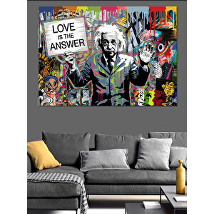 Grafiti Einstein Portresi Dekoratif Kanvas - Mdf Ahşap Tablo