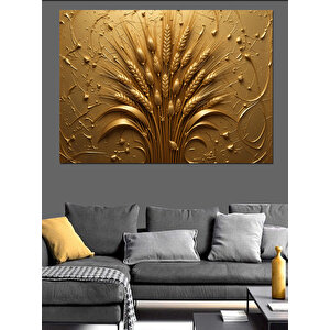 Altın Başak Dokulu Fon Dekoratif Kanvas - Mdf Ahşap Tablo 100x140 cm
