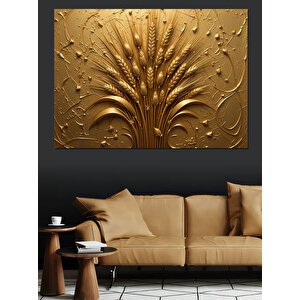 Altın Başak Dokulu Fon Dekoratif Kanvas - Mdf Ahşap Tablo 100x140 cm