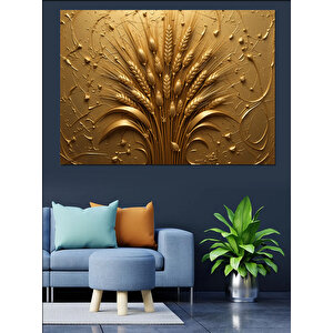 Altın Başak Dokulu Fon Dekoratif Kanvas - Mdf Ahşap Tablo 100x140 cm
