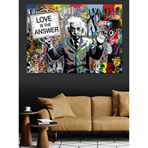 Grafiti Einstein Portresi Dekoratif Kanvas - Mdf Ahşap Tablo 35x50 cm