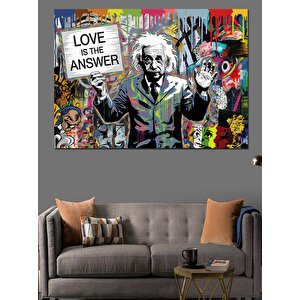 Grafiti Einstein Portresi Dekoratif Kanvas - Mdf Ahşap Tablo 35x50 cm