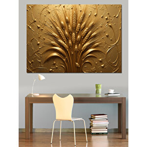 Altın Başak Dokulu Fon Dekoratif Kanvas - Mdf Ahşap Tablo