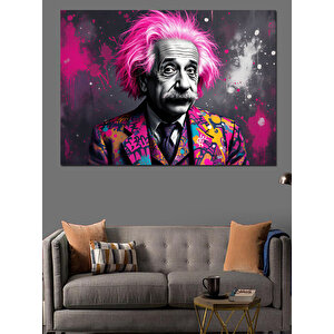 Çılgın Einstein Portresi Dekoratif Kanvas - Mdf Ahşap Tablo 25x35 cm