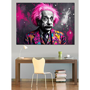 Çılgın Einstein Portresi Dekoratif Kanvas - Mdf Ahşap Tablo 25x35 cm