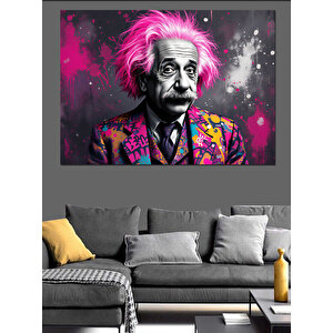 Çılgın Einstein Portresi Dekoratif Kanvas - Mdf Ahşap Tablo