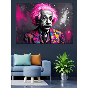 Çılgın Einstein Portresi Dekoratif Kanvas - Mdf Ahşap Tablo 35x50 cm