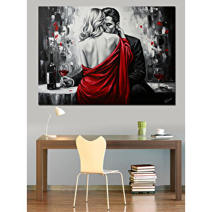 Aşkla Sarılan Çift Dekoratif Kanvas - Mdf Ahşap Tablo 35x50 cm