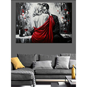 Aşkla Sarılan Çift Dekoratif Kanvas - Mdf Ahşap Tablo 35x50 cm
