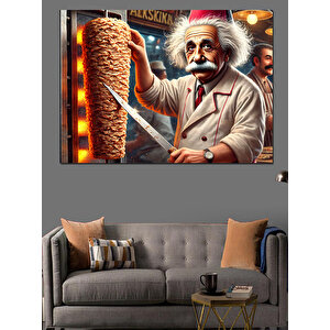 Döner Ustası Einstein Dekoratif Kanvas - Mdf Ahşap Tablo 100x140 cm