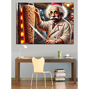 Döner Ustası Einstein Dekoratif Kanvas - Mdf Ahşap Tablo 100x140 cm