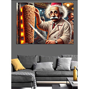 Döner Ustası Einstein Dekoratif Kanvas - Mdf Ahşap Tablo 100x140 cm