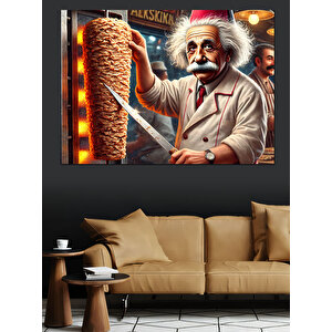 Döner Ustası Einstein Dekoratif Kanvas - Mdf Ahşap Tablo